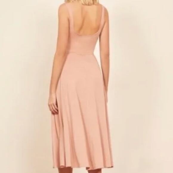 Reformation Blush Pink Fit & Flare Midi Scoop Neck Tank Dress XS - Picture 3 of 10